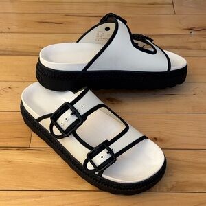 Coach Women's Black and White Buckle Sandals